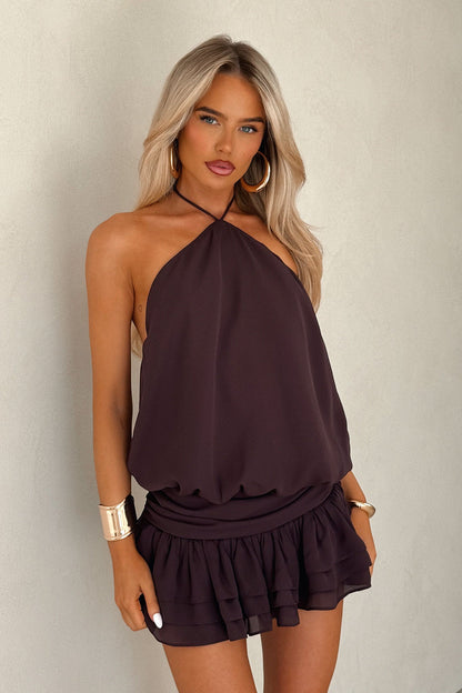 Latina Open Back Mini Dress - Plum