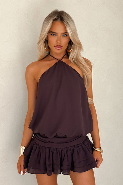 Latina Open Back Mini Dress - Plum