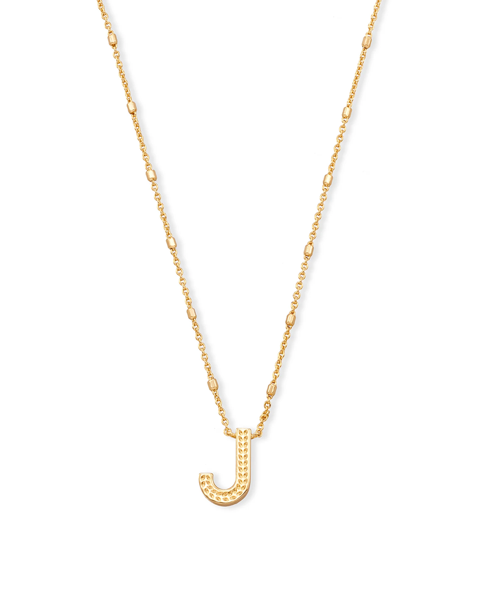 Letter J Pendant Necklace Gold