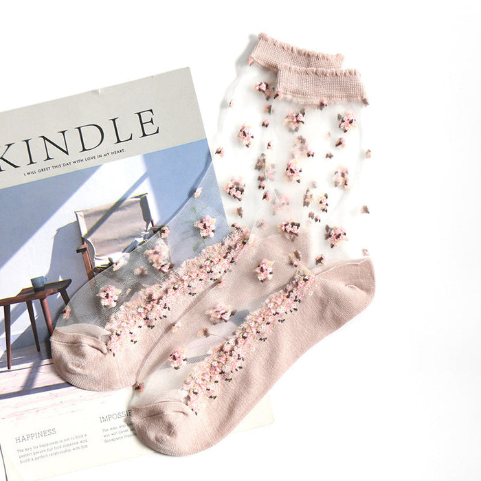 Lilyrhyme™ Flower Story, Ultra-Thin Breathable Crystal Socks