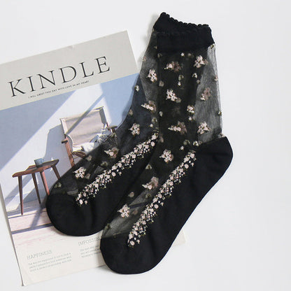 Lilyrhyme™ Flower Story, Ultra-Thin Breathable Crystal Socks