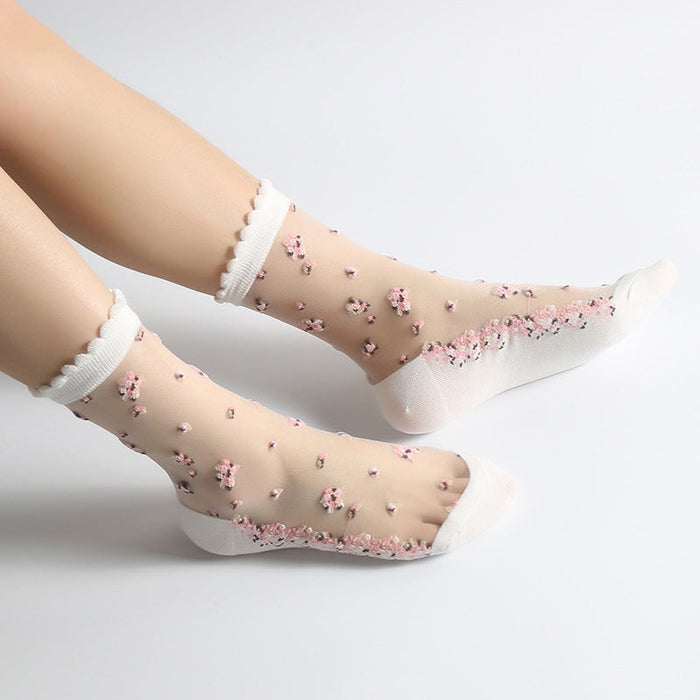 Lilyrhyme™ Flower Story, Ultra-Thin Breathable Crystal Socks