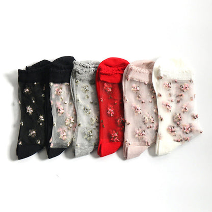 black (white silk)+black (black silk)+red+white+gray+pink / 6 pairs