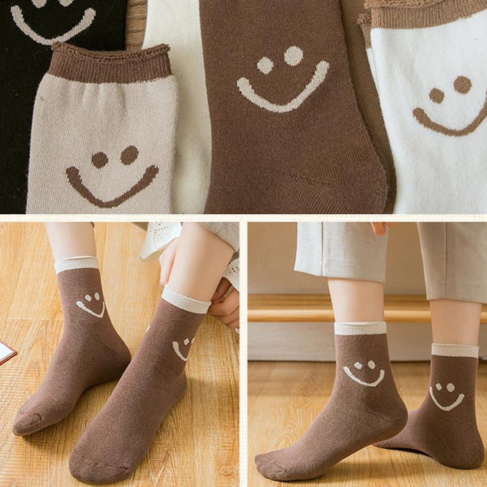 Lilyrhyme™ Lovely Smile Face Cotton Socks, 5 pairs