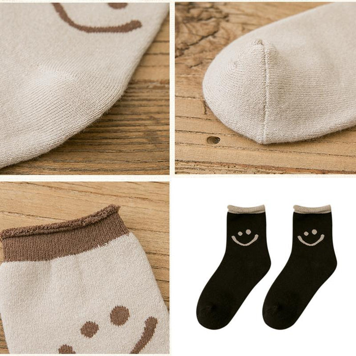 Lilyrhyme™ Lovely Smile Face Cotton Socks, 5 pairs