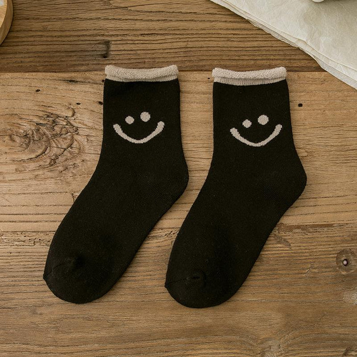 Lilyrhyme™ Lovely Smile Face Cotton Socks, 5 pairs
