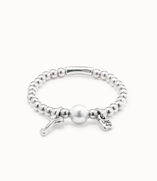 Llavestruz Silver Bracelet W/Pearl and Key Large