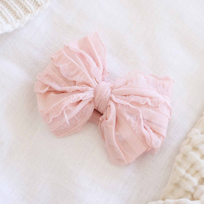 Large Ruffle Knit Bow | Pinks