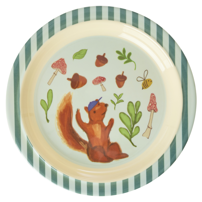 Lunch Plate with Blue Happy Forest Print