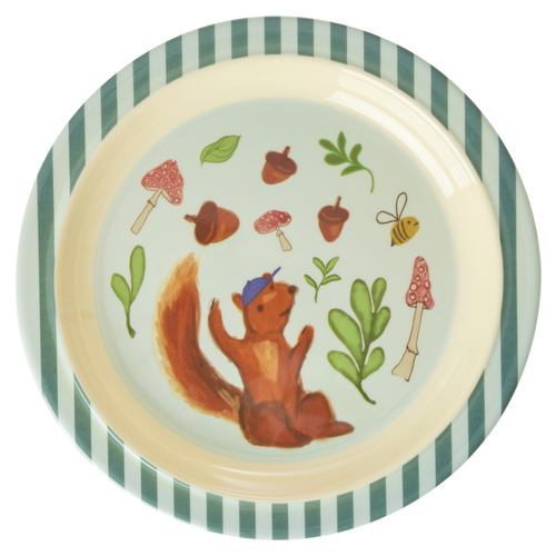 Lunch Plate with Blue Happy Forest Print