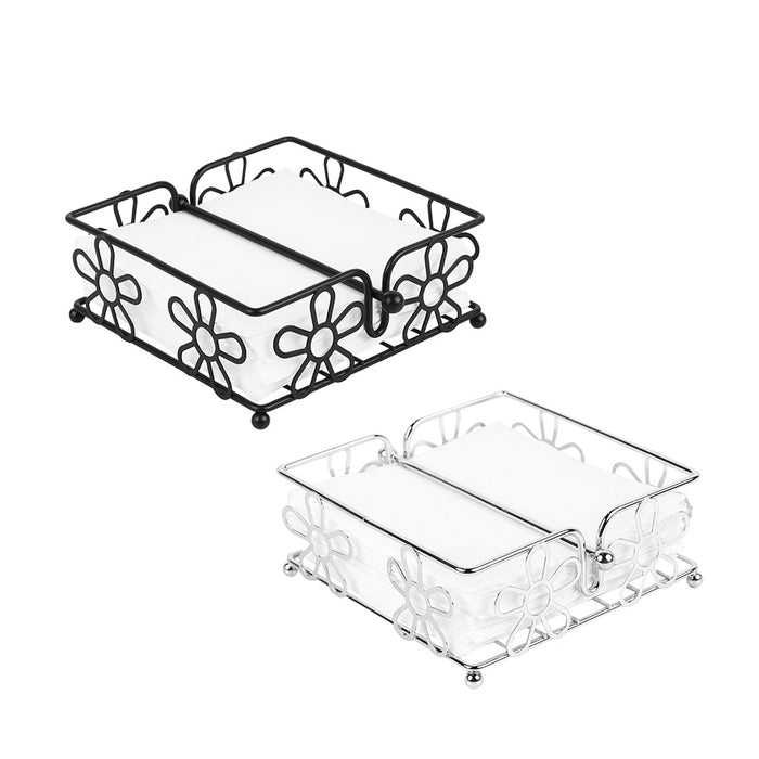 Metal Napkin Holder with Flower Design, Set of 2