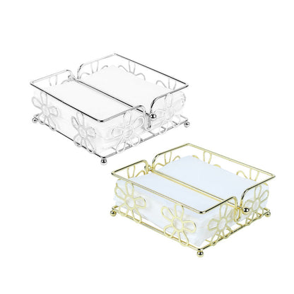 Metal Napkin Holder with Flower Design, Set of 2