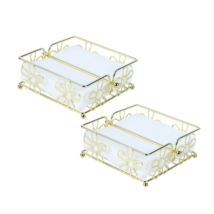 Metal Napkin Holder with Flower Design, Set of 2