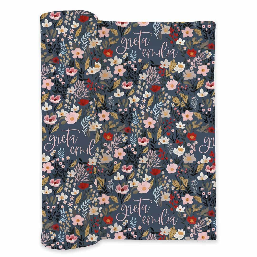 Midnight Meadow Personalized Swaddle Blanket