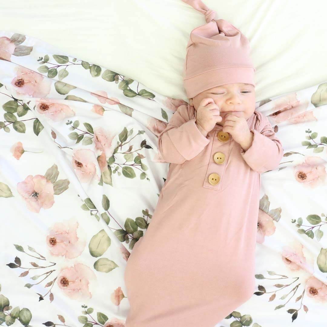 Millie's Dusty Rose Garden Oversized Swaddle Blanket