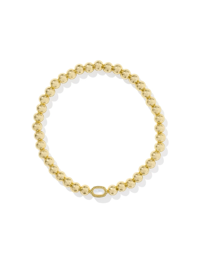 Mini Elaina Stretch Bracelet Ivory MOP Gold