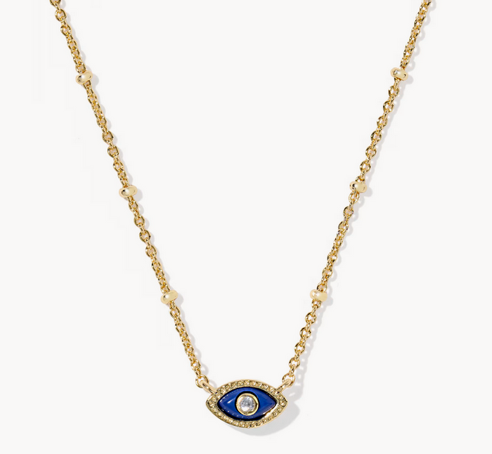 Mini Eye Short Pendant Gold Dark Blue Magnesite