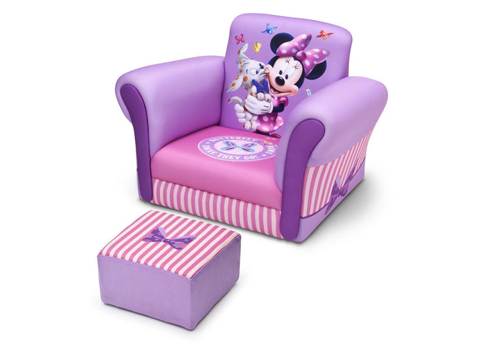 Delta Children Minnie Mouse Upholstered Chair with Ottoman, Left View a2a