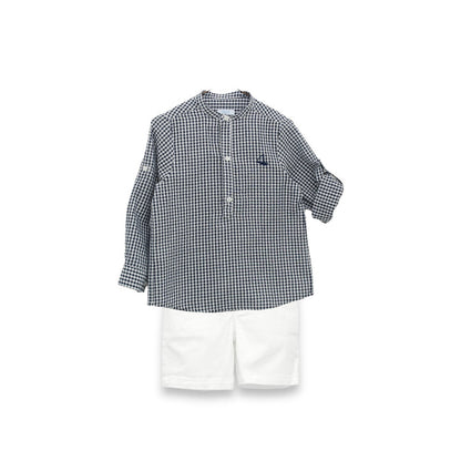 Nautic Navy Boy Gingham Shirt 2-piece Set