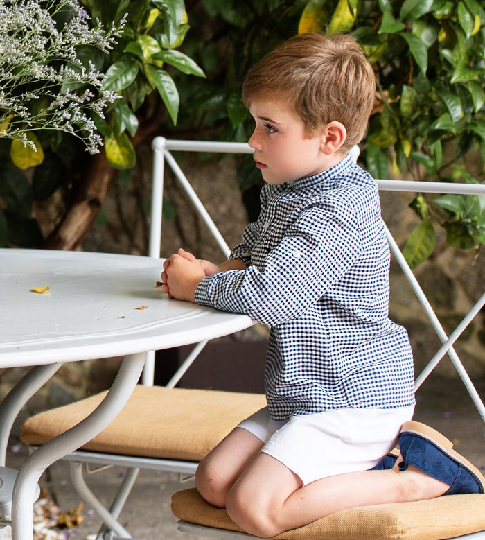 Nautic Navy Boy Gingham Shirt 2-piece Set