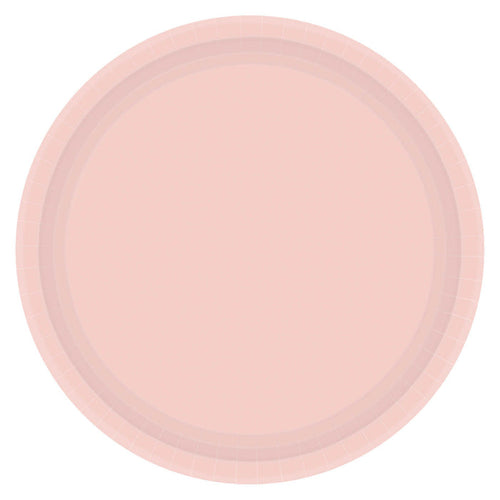 Pale Pink Solid Round Plates, 9"
