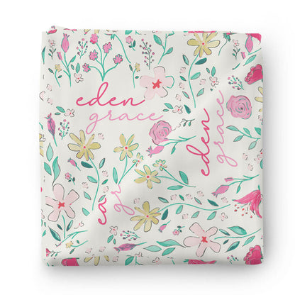 Paris Petals Personalized Swaddle Blanket