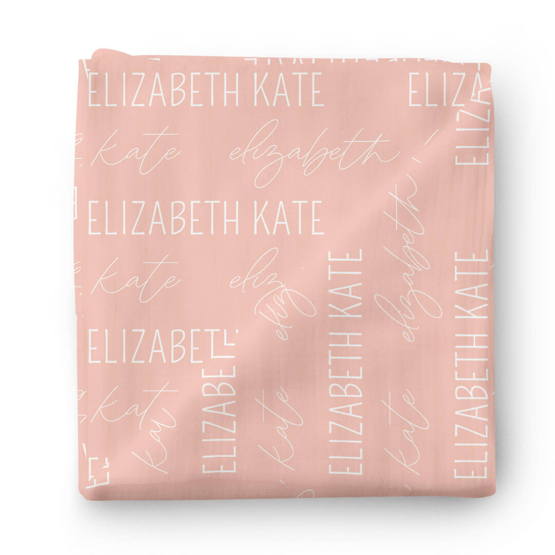 Personalized Lovely Pink Baby Name Swaddle Blanket - Block & Script