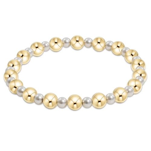 Pearl Grateful Pattern 4mm Bead Gold  6mm Bracelet