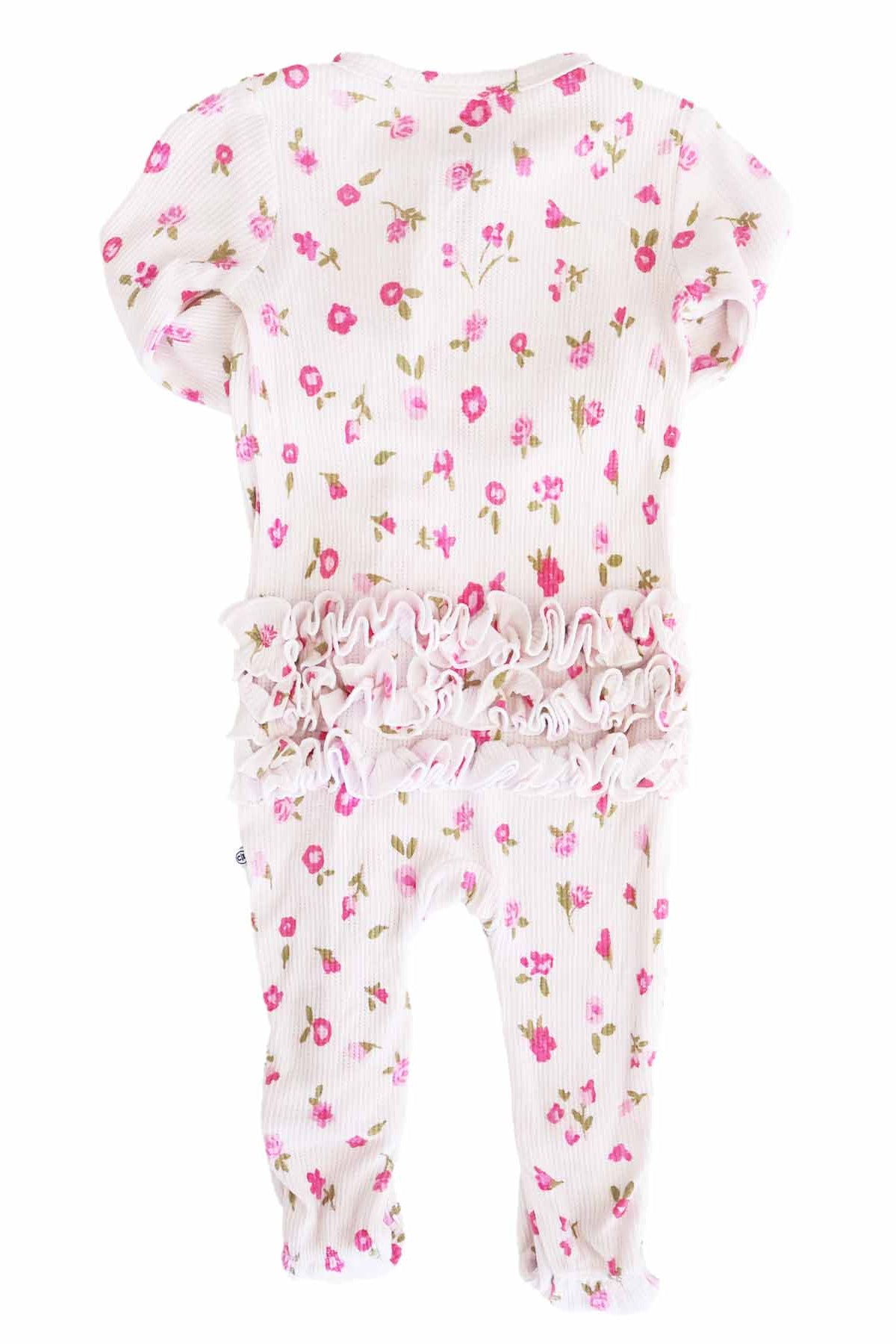 Penny's Posies Bamboo Waffle Ruffle Zipper Footie