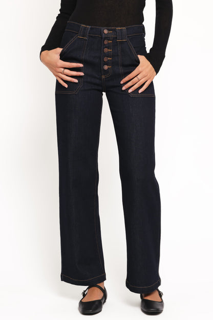 Jacinta Button Down Slim Wide Jean - Dark Wash