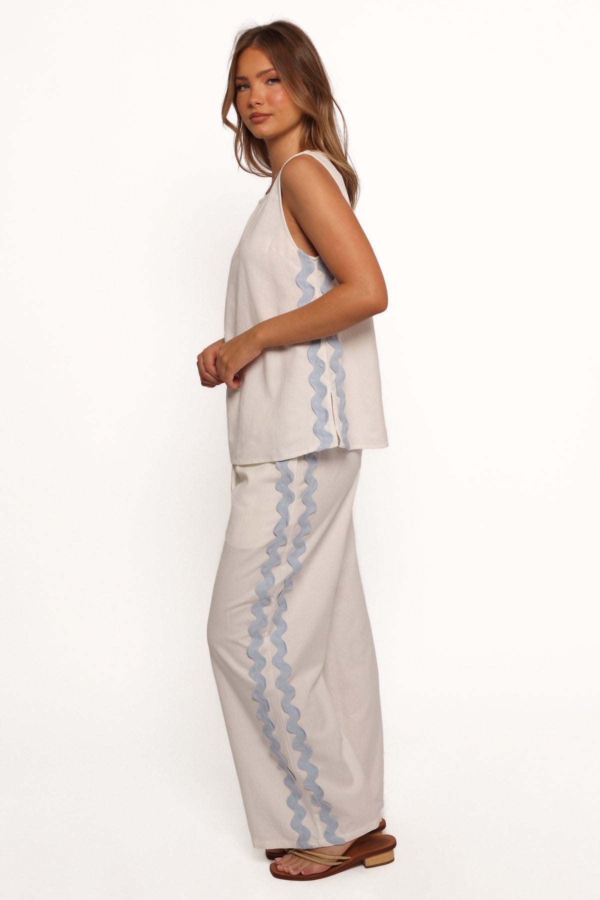 Jasinta Pants - Cream Blue