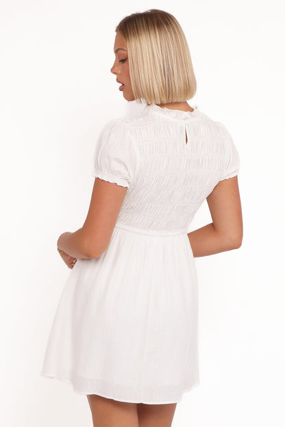 Emari Puff Sleeve Mini Dress - White