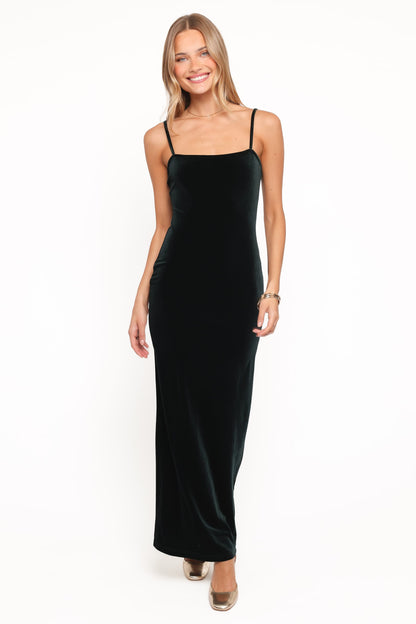 Everlee Maxi Dress - Emerald Velvet