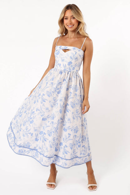 Flora Midi Dress - Blue Floral