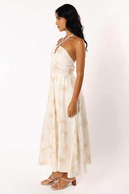 Granger Halterneck Midi Dress - White Print