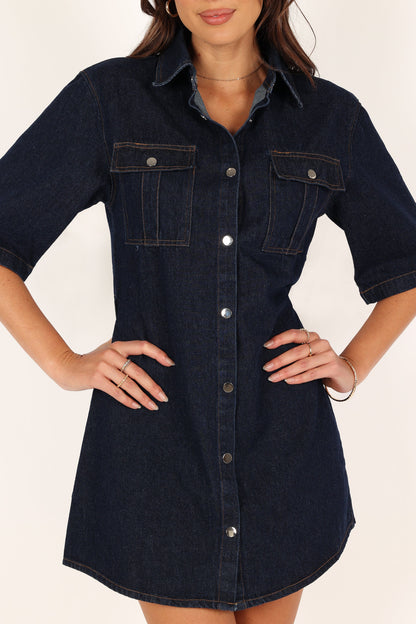 Hailey Denim Mini Dress - Dark Denim