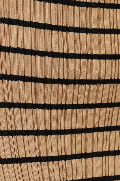 Henry Striped Midi Dress - Beige Black