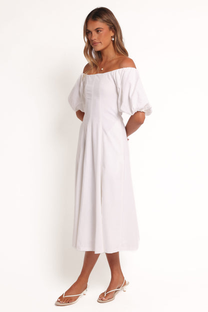 Jensen Off Shoulder Midi Dress - Ivory
