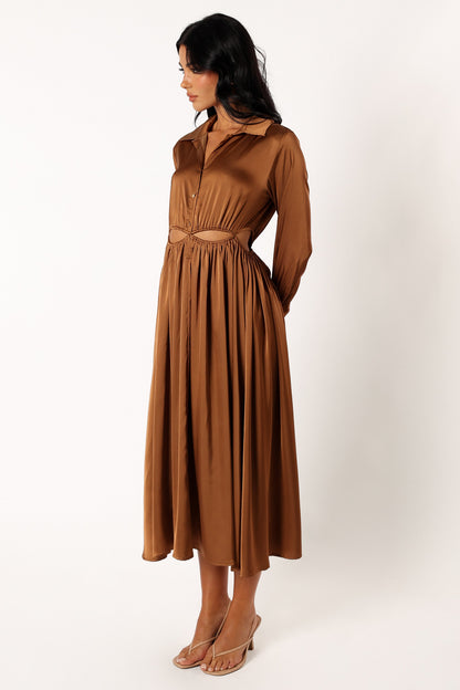 Jett Long Sleeve Midi Dress - Bronze