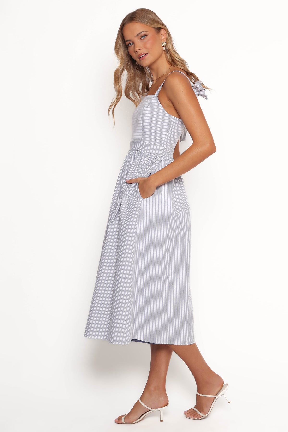 Johanna Midi Dress - Grey/White