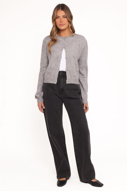 Fauna Tonal Floral Cardigan - Heather Grey