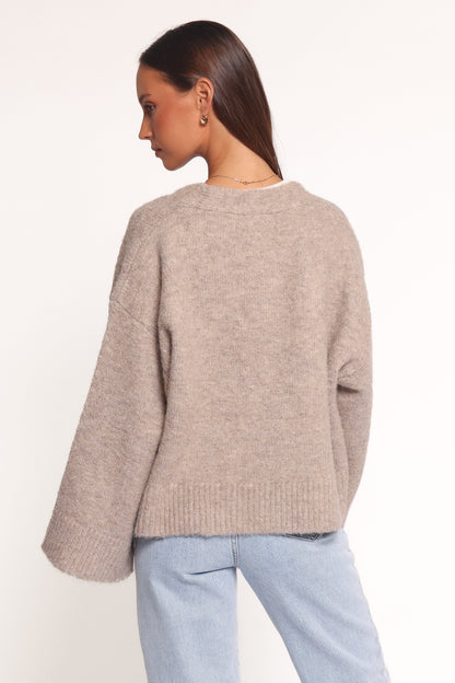 Fern Wide Sleeve Cardigan - Mushroom