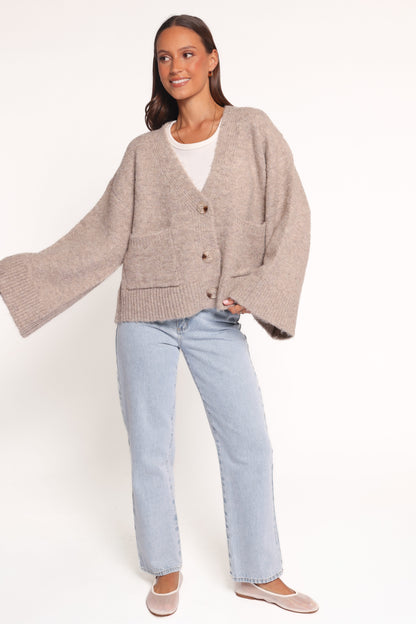 Fern Wide Sleeve Cardigan - Mushroom