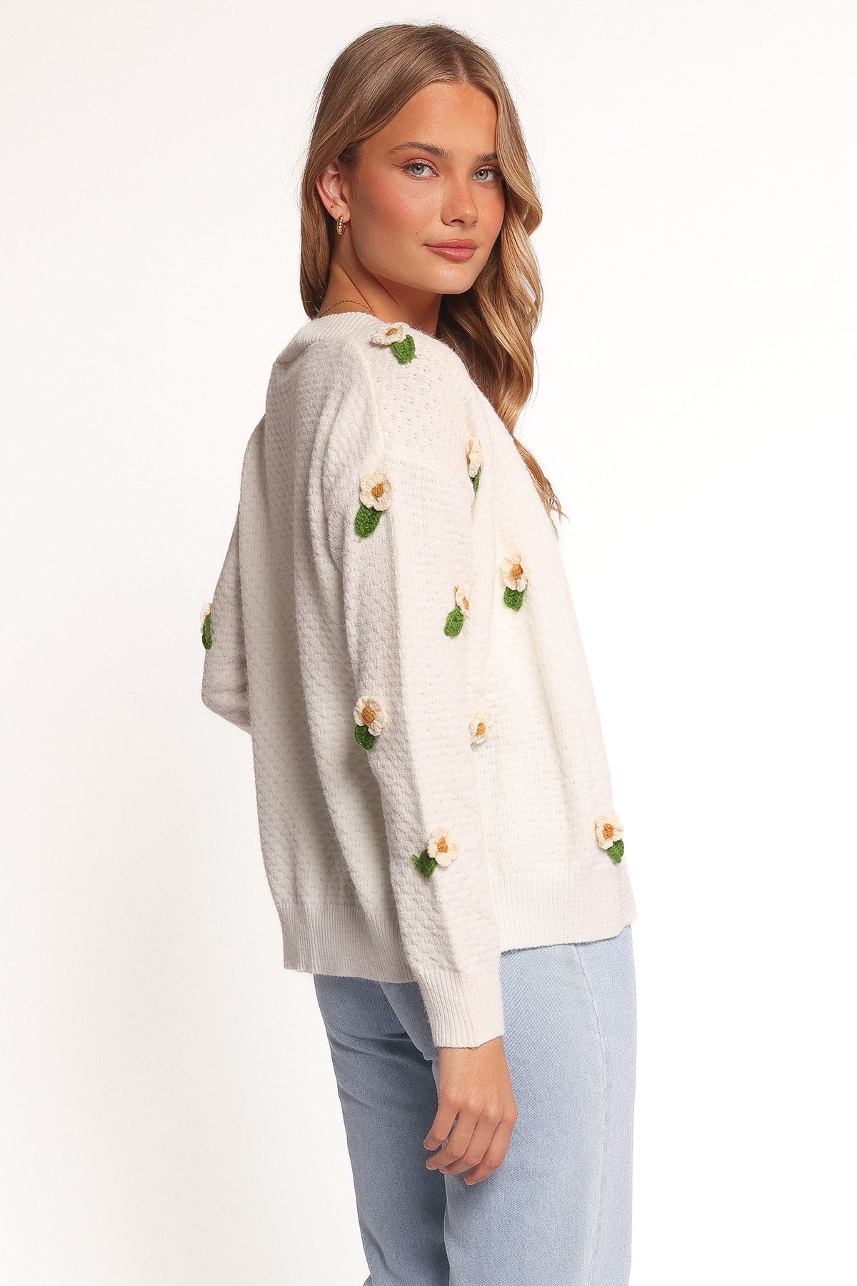 Jazzie Ditsy Flower Cardigan - White
