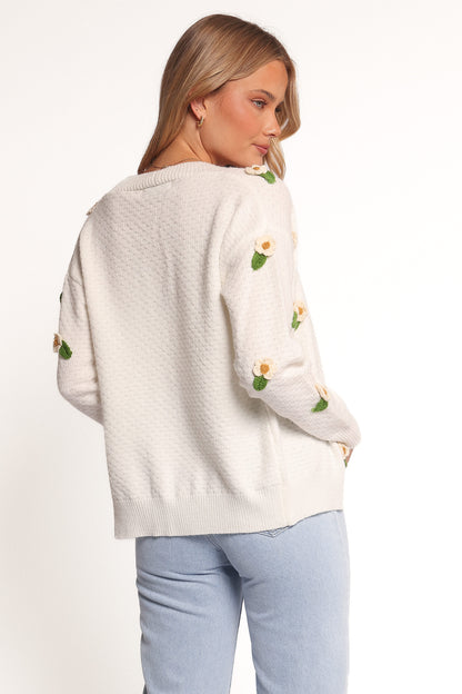 Jazzie Ditsy Flower Cardigan - White