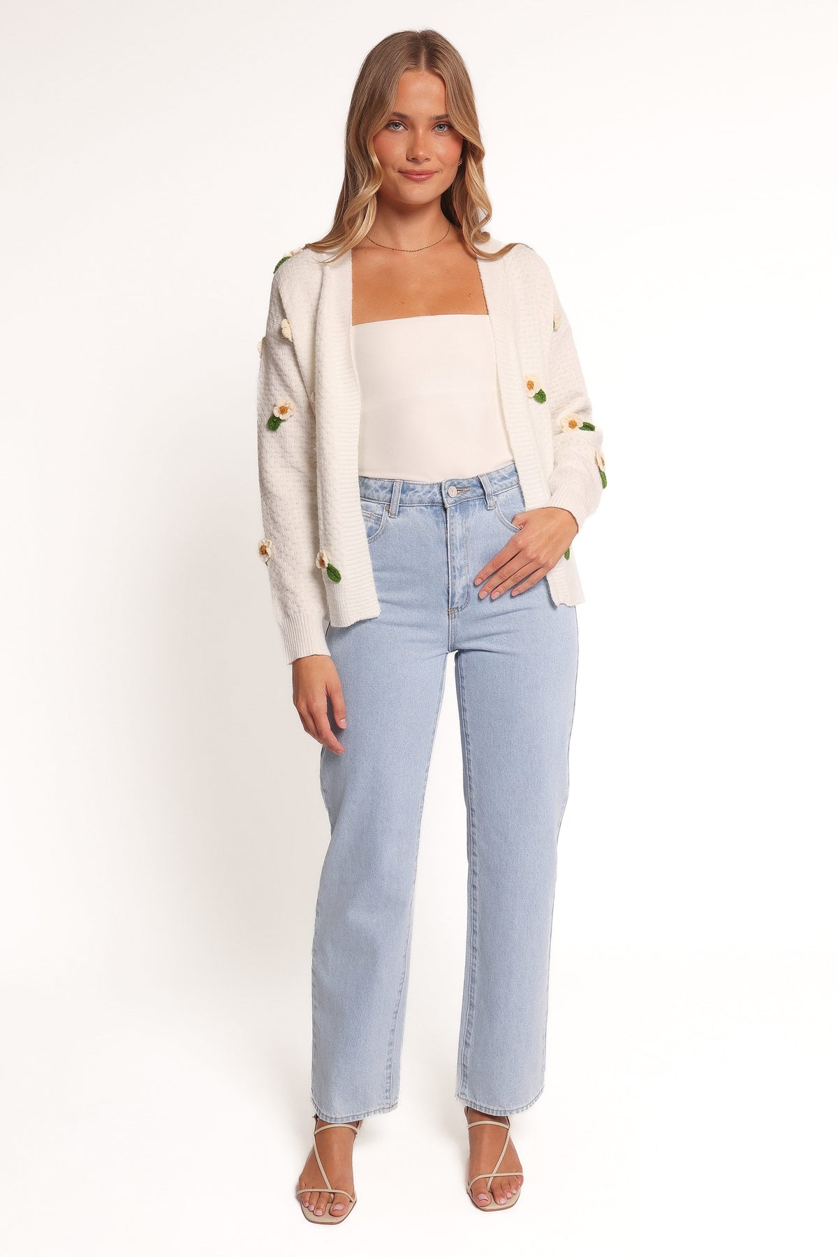 Jazzie Ditsy Flower Cardigan - White