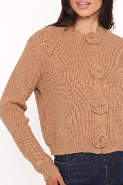 Jones Rosette Cardigan - Mocha