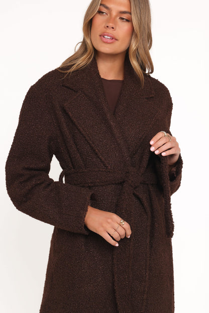 Goodie Shearling Coat - Chocolate