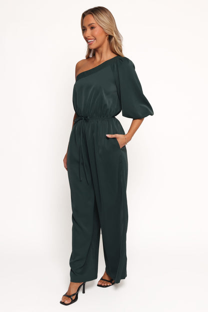 Hedda One Shoulder Jumpsuit - Emerald
