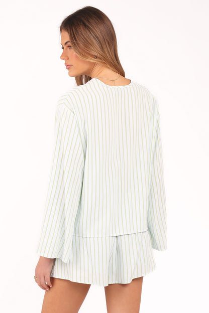 Flynn Short Set - Green Blue Stripe